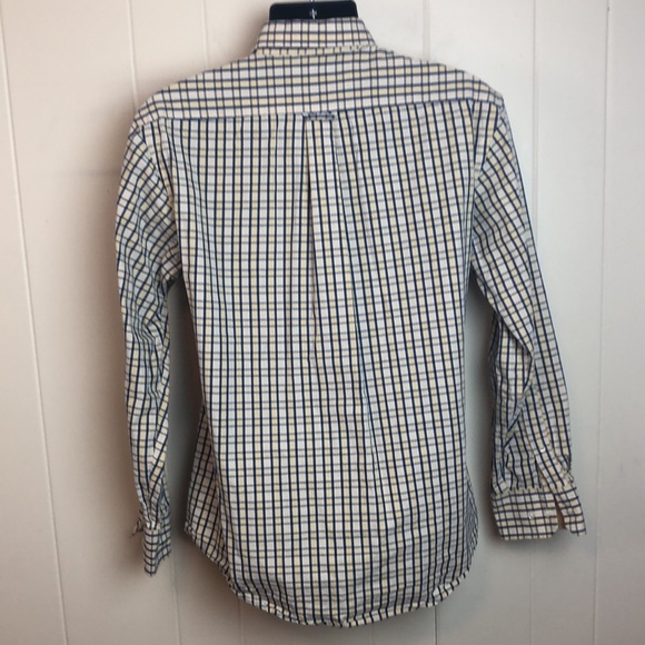Izod Long Sleeve Buttondown Shirt Sz L Large Yellow Blue Plaid - Picture 3 of 5